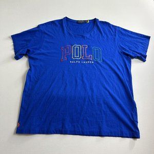 Polo Ralph Lauren The Big Fit Logo Jersey T-Shirt Mens Large Blue‎ Short Sleeve